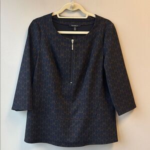 Raffinella Navy Blue Patterned Women's Top